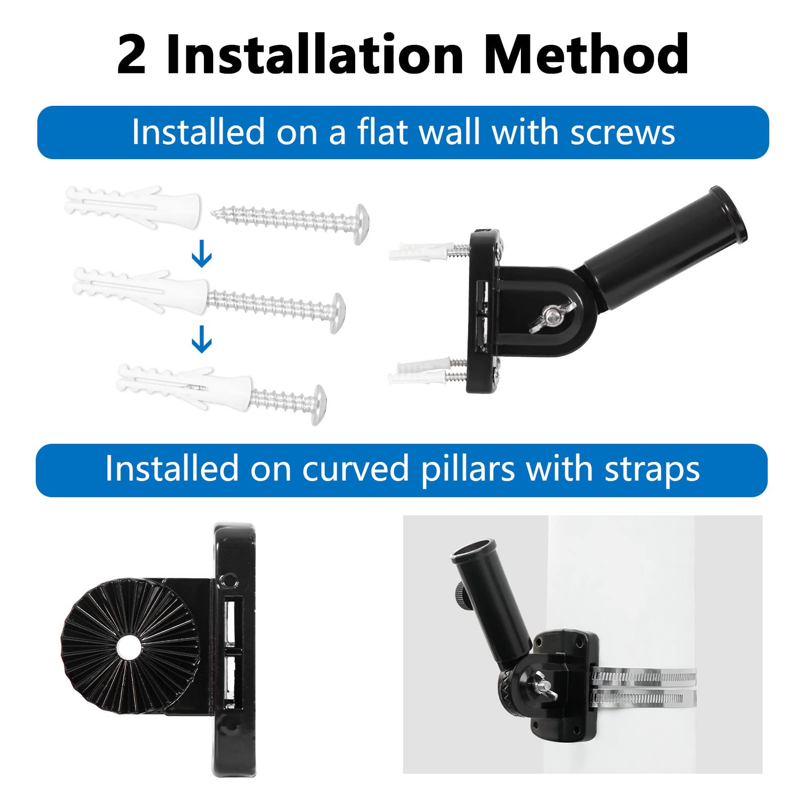 Heavy Duty Adjustable Flag Pole Holder - Rust Free Aluminum Mounting Bracket for Outdoor Use (1