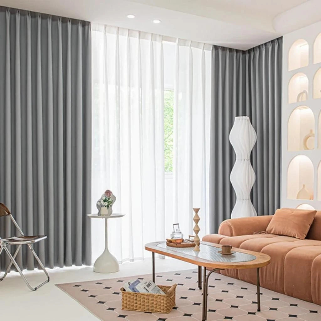 Premium Blackout Curtains - Luna Polyester Grey Custom Window Drapes for Bedroom & Living Room - Noise Reducing & Energy Efficient Thermal Insulated Curtain Panels for Home Decor