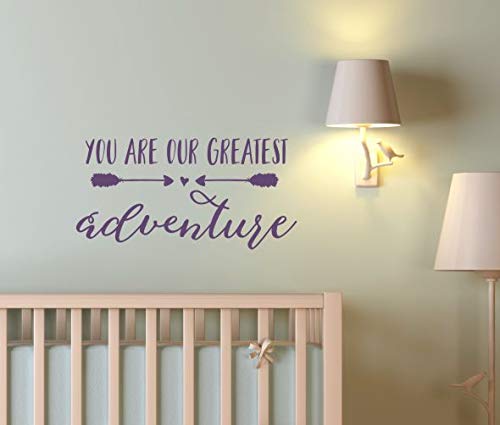 Nursery Our Greatest Adventure Wall Decal Stickers - 23x12 Inch Plum - Baby Room Decor, Nursery Art, Vinyl Wall Stickers for Kids' Bedroom, Playroom & Nursery