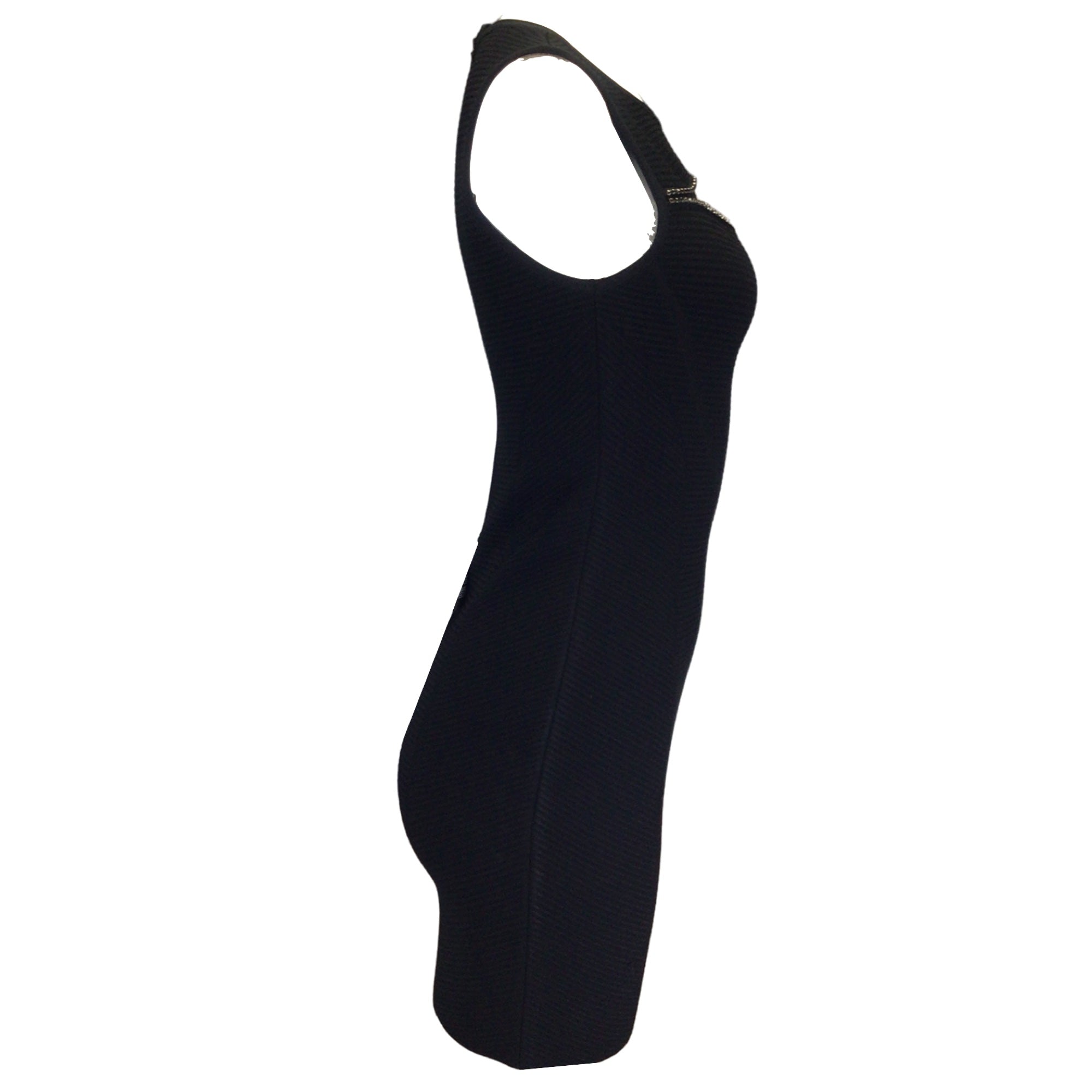 Herve Leger Black Crewneck Crystal Cutout Mini Dress - Sexy Bodycon Party Dress for Women | Perfect for Night Out, Club, Cocktail Party & Special Occasions