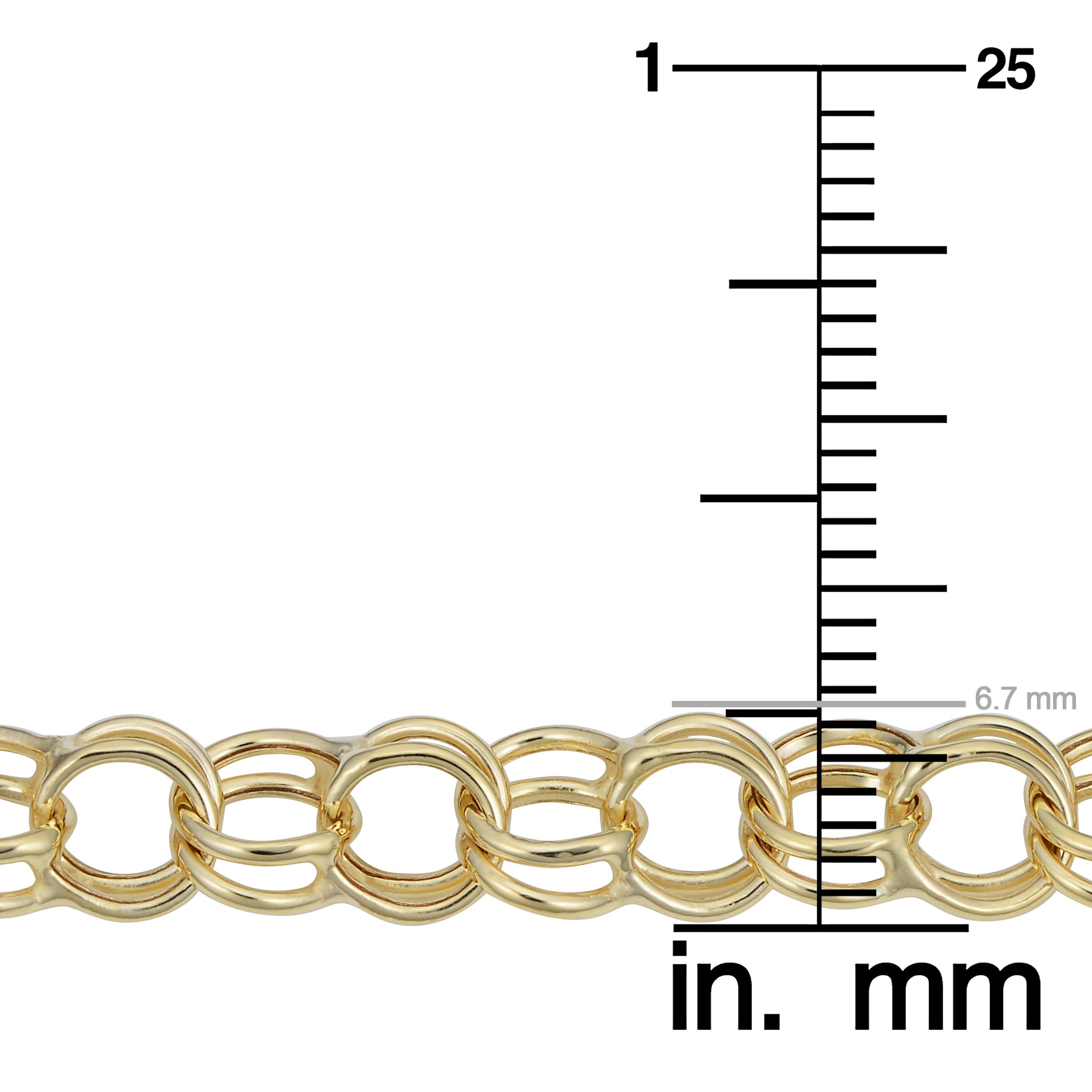 10K Yellow Gold 6.7mm Charm Bracelet for Women - Adjustable 7-8 Inch - Elegant Layering Jewelry for Daily Wear, Special Occasions & Gift Giving
