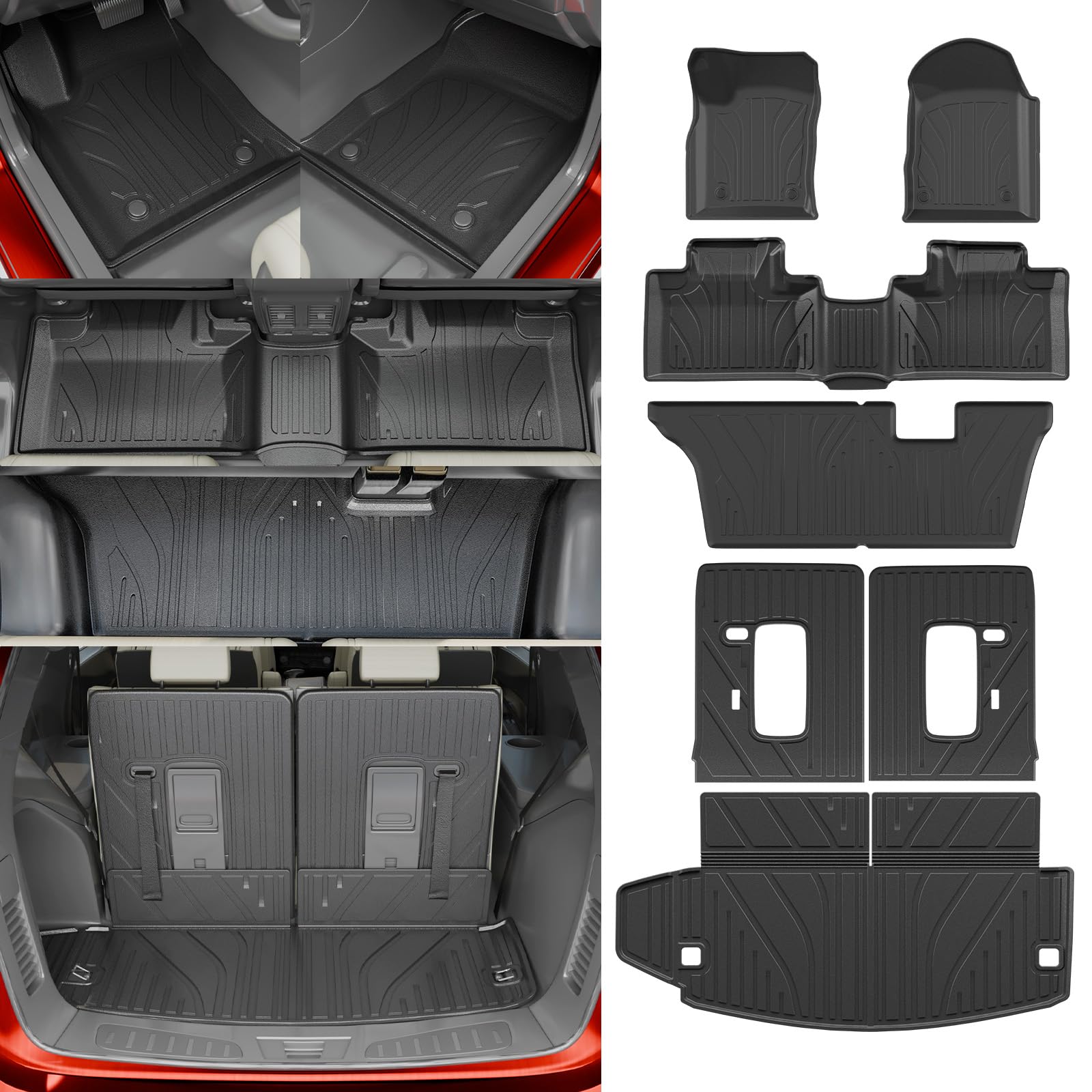 All-Weather Floor Mats for 2016-2025 Dodge Durango | 7-Seater Trunk Liner & Cargo Mat | Back Seat Cover | Durable Car Accessories for SUV Protection (Perfect for Road Trips, Family Travel & Outdoor Adventures)