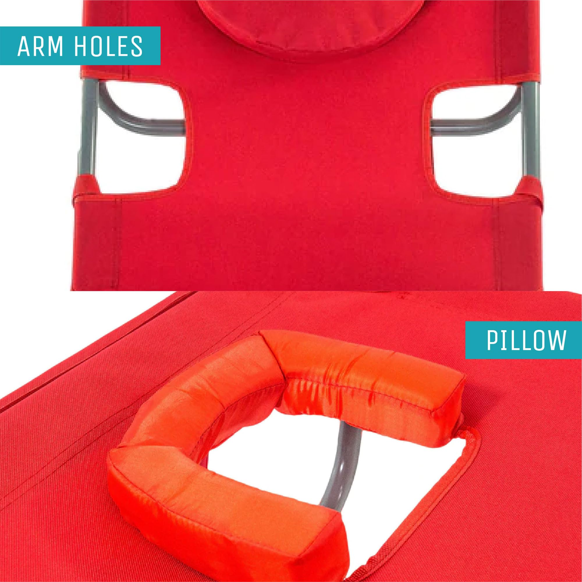 Portable Folding Reclining Camping Chair - 9.6lbs Lightweight Outdoor Lawn Chair with 5 Adjustable Positions, Red (4 Pack) - Perfect for Beach, Backyard, Picnics & Camping Trips