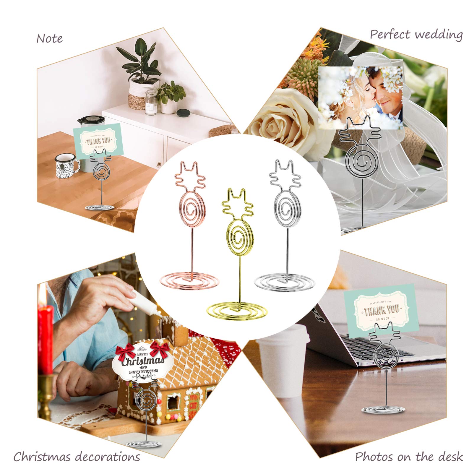 12 Pcs Metal Note Holders - Table Cards Clip for Party, Office, Restaurant - Place Cards Stand with Table Number Holder - Perfect for Weddings, Events & Business Meetings