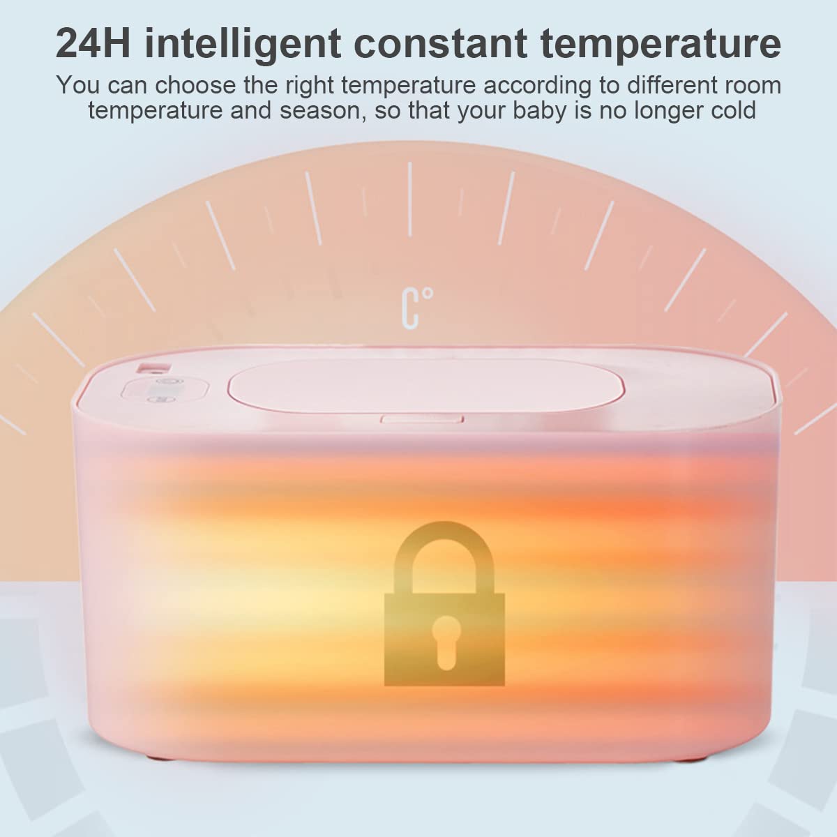 Baby Wipe Warmer with 3 Temperature Modes & USB Power - Portable Heated Wipes Dispenser for Diaper Changing at Home, Nursery, Car & Travel - Smart Temperature Control Wet Wipes Warmer Box