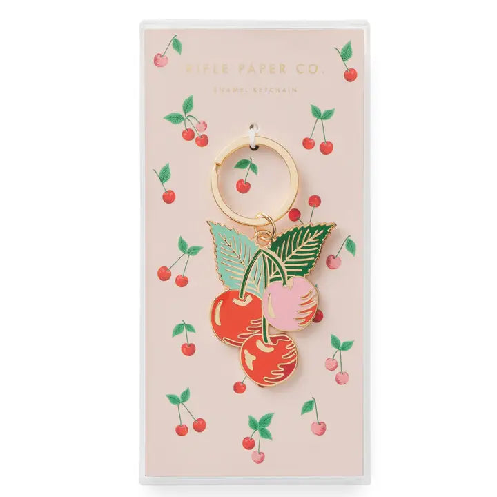 Cherry Enamel Keychain - Cute Fruit Keyring for Women & Girls - Perfect for Backpacks, Purses & Gifts