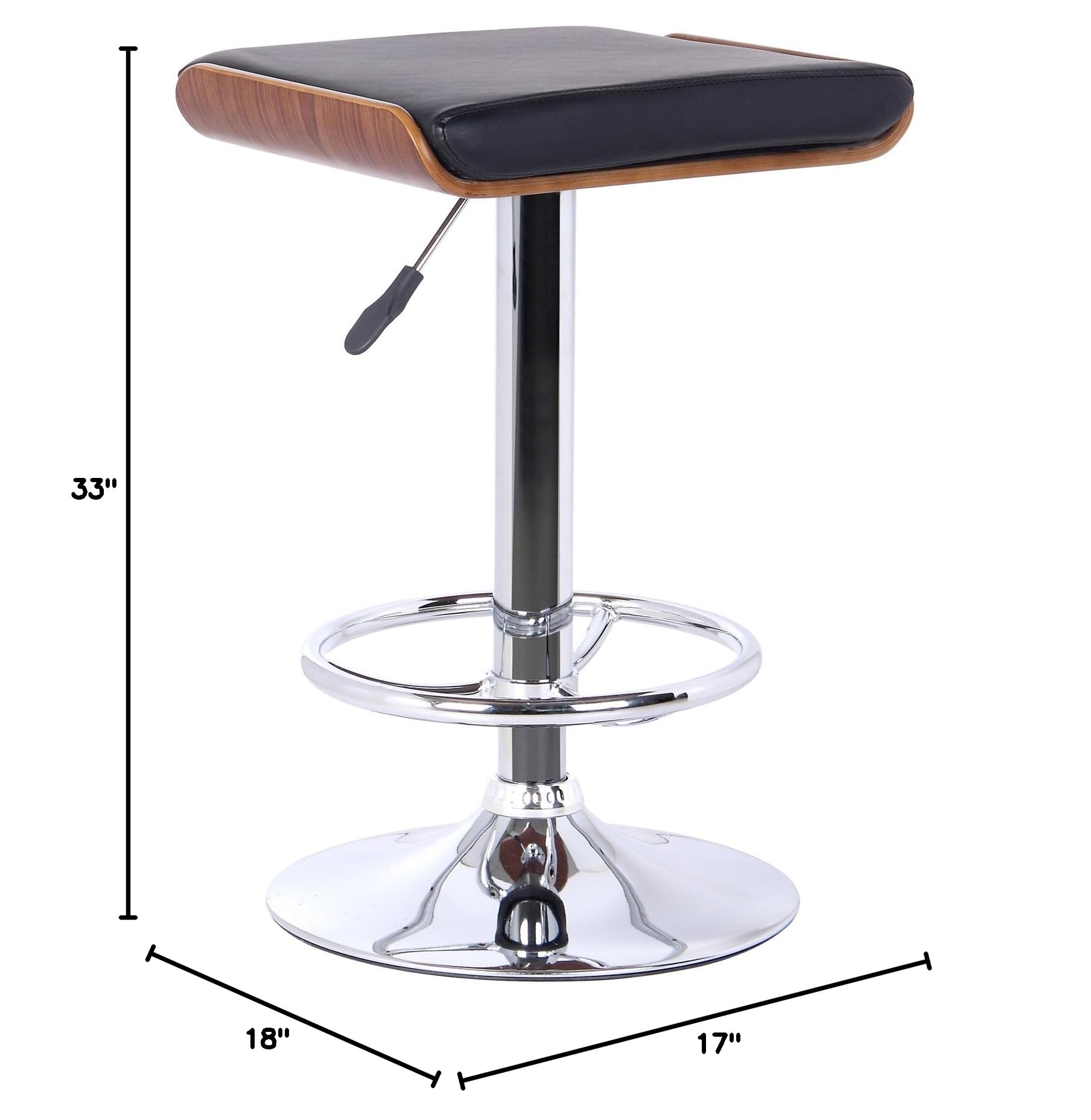 JCanal Barstool - Adjustable Height Black Bar Stool for Kitchen Island, Counter, or Pub - Heavy Duty Metal Frame with Comfortable Seat