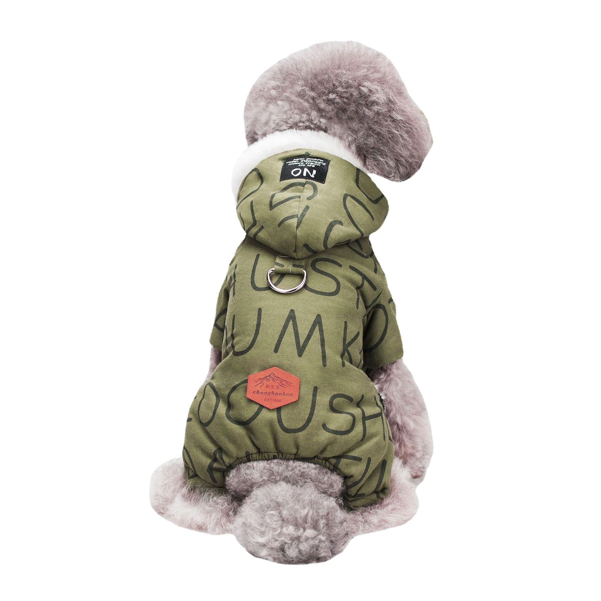 Letter Dog Hoodie Pet Sweater with Hat for Small Medium Large Dogs - Winter Warm Fleece Jacket for Puppies (Green, XL) - Perfect for Cold Weather Walks & Outdoor Adventures