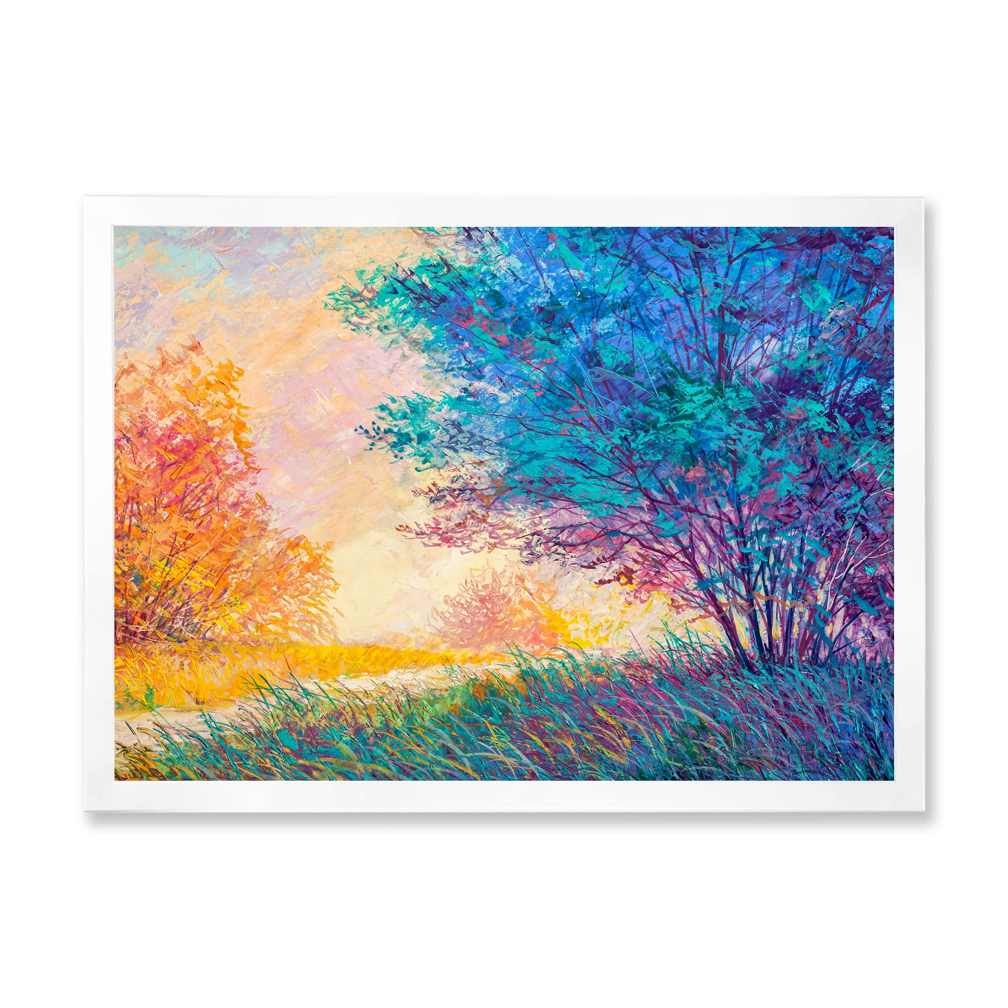 Autumn Sunset Landscape Framed Wall Art - Traditional Home Decor for Living Room, Bedroom & Office