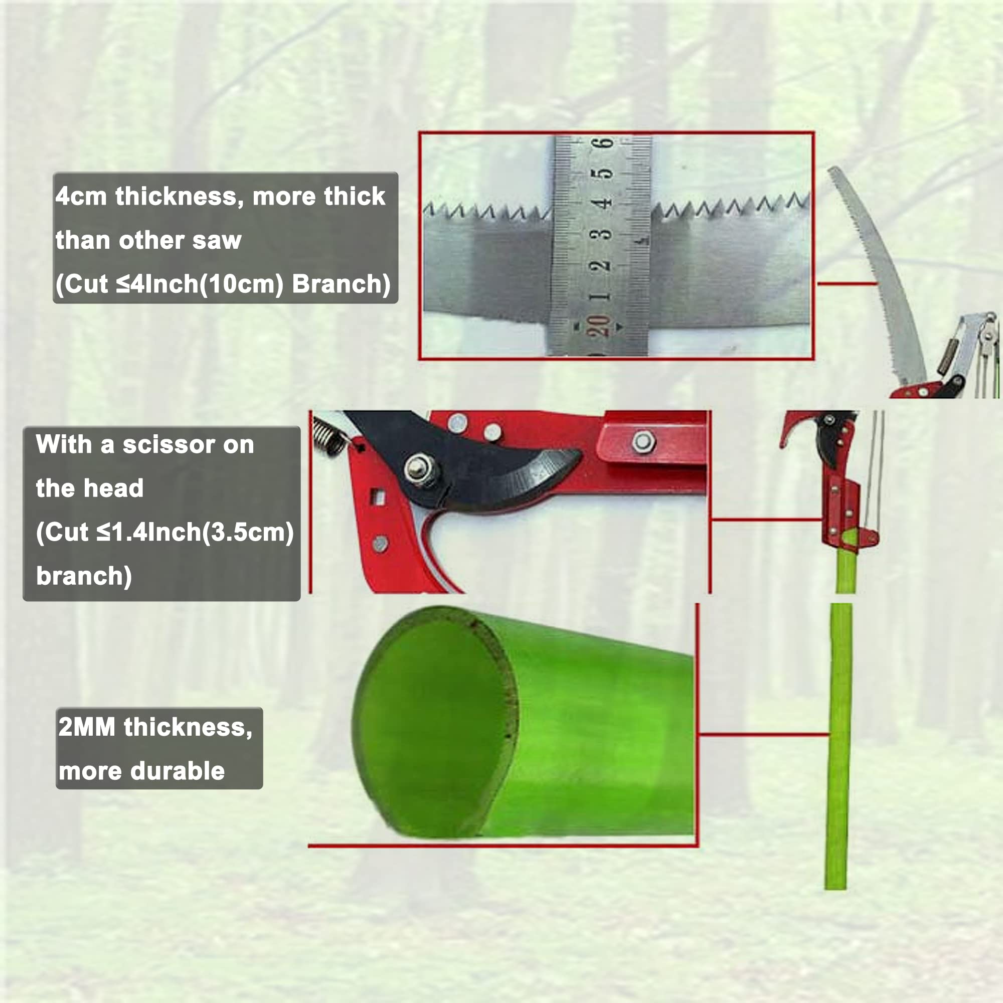 Manual Pole Saw 7-26ft - 2-in-1 Tree Pruner & Scissor for High Branches | Garden Trimming Tool