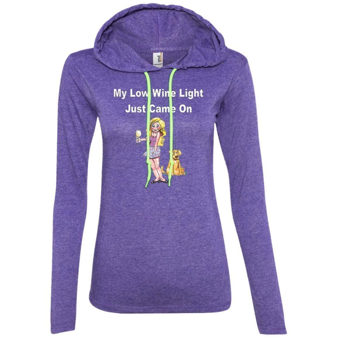 Low Wine Light Ladies Long Sleeve T-Shirt Hoodie - Funny Wine Lover Gift for Women - Perfect for Wine Tasting Parties & Casual Outings