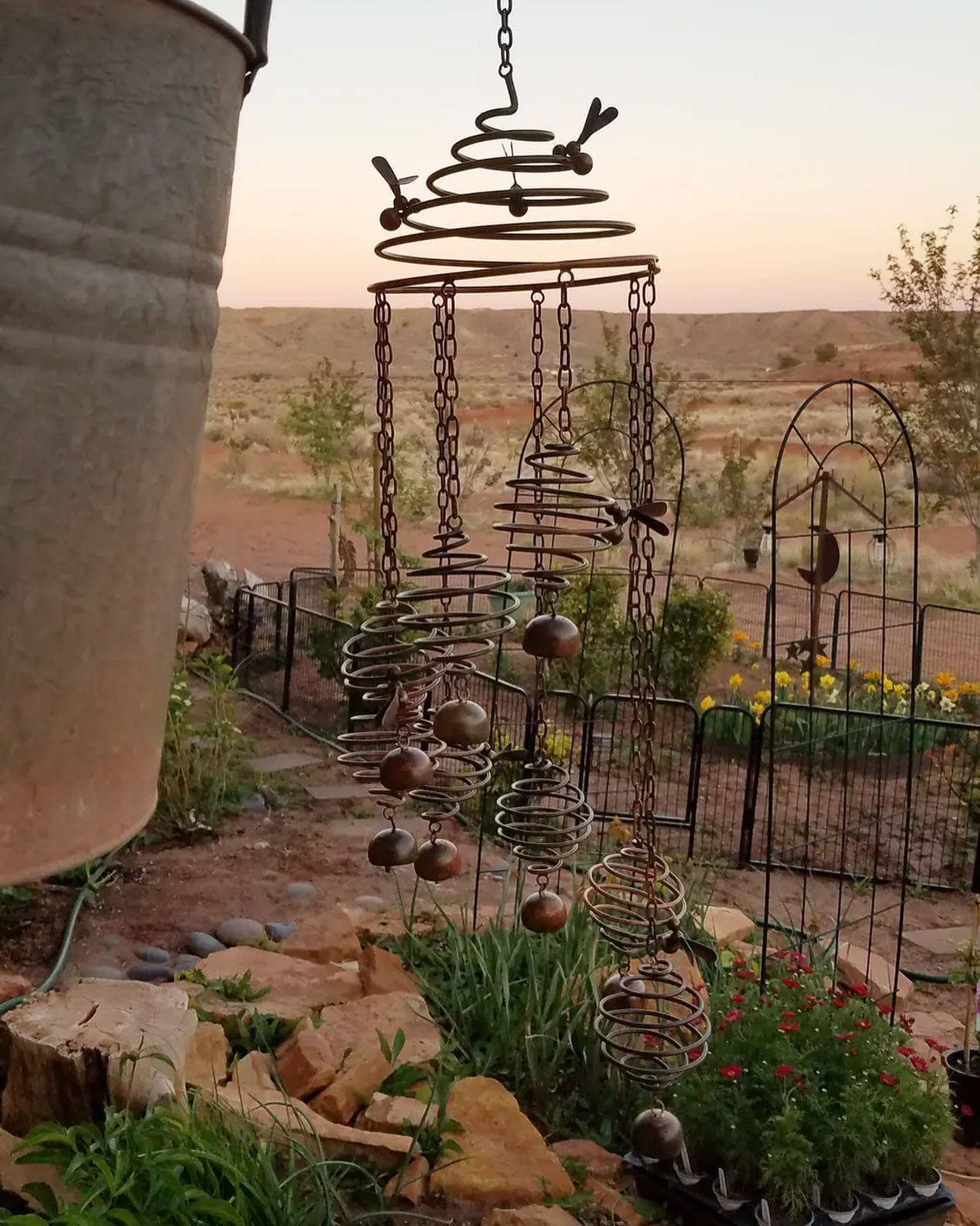 Bee Spiral with Bells - Handmade Wind Chime for Outdoor Garden Decor | Soothing Wind Sounds for Patio, Porch & Backyard Relaxation