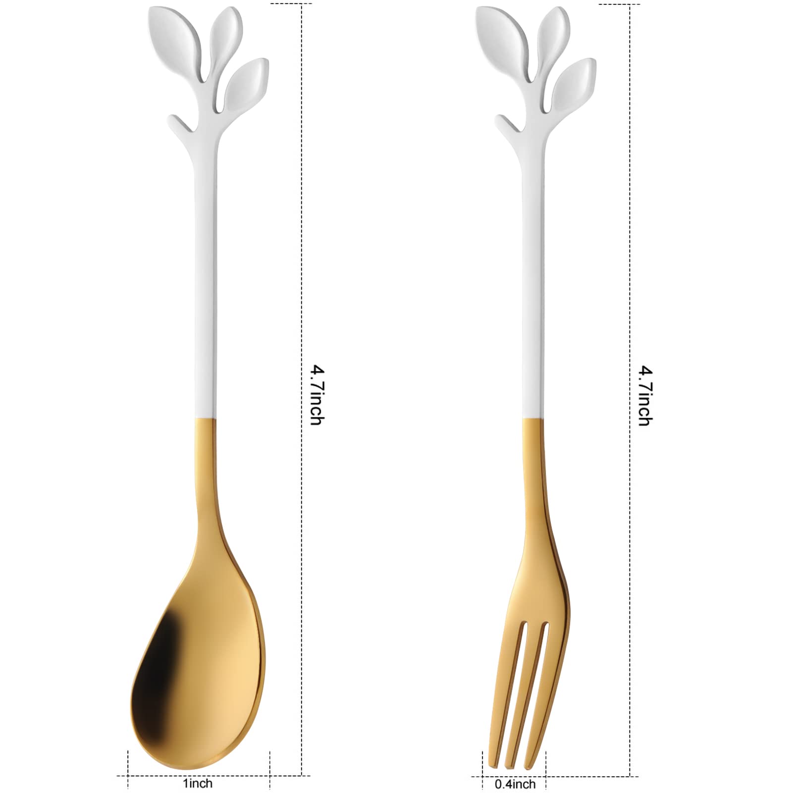 AnSaw 24K Gold-Plated Swan Base Cutlery Set - 5 Coffee Spoons & 5 Fruit Forks with 4.7