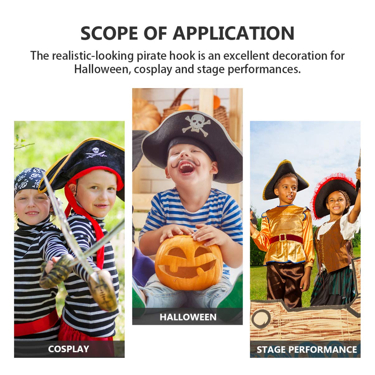 TOYANDONA 3 Pack Pirate Hook Hand Costume Accessories - Plastic Pirate Hand Hooks for Halloween Costume, Pirate Party Favors, Dress Up Play & Cosplay - Perfect for Halloween Parties, Pirate Themed Events & Kids Pretend Play