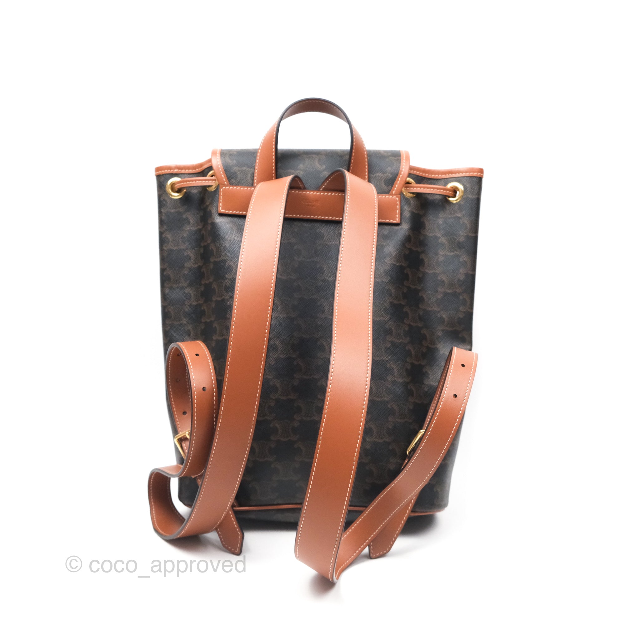 Celine Medium Folco Backpack in Triomphe Canvas & Calfskin Leather - Stylish Designer Backpack for Women, Work, Travel & Everyday Use