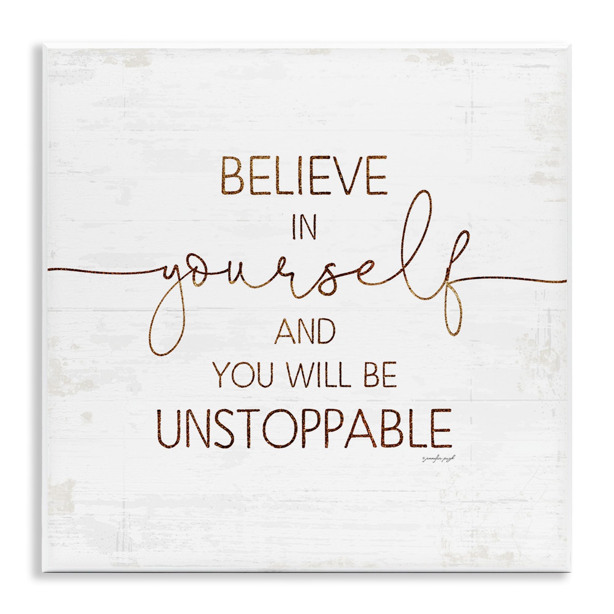 Stupell Industries 'Believe in Yourself Be Unstoppable' Rustic Typography Wall Art - Inspirational Home & Office Decor for Motivation and Self-Confidence
