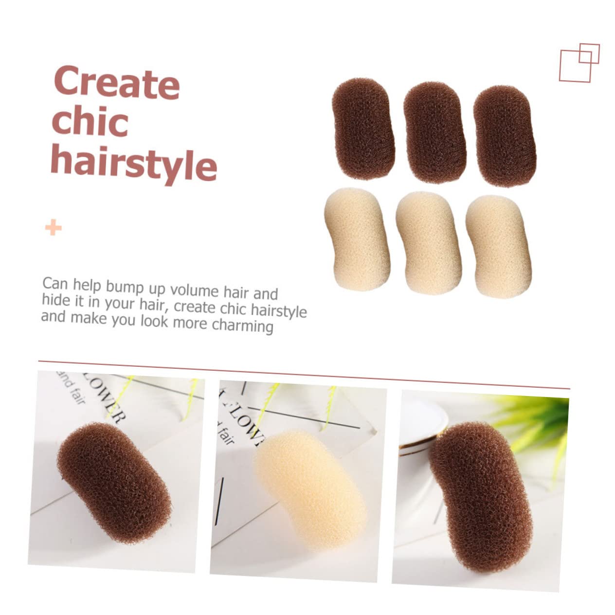 Minkissy 6pcs Hair Clips for Women & Girls - Decorative Volume Bump Clips for Hair Padding & Styling - Perfect for Weddings, Parties, and Everyday Hairstyles