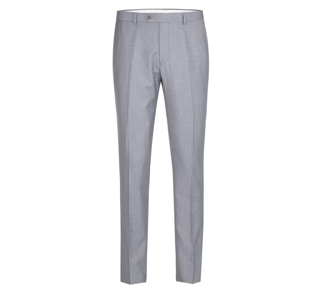 Men's Grey Flat Front Dress Pants - Slim Fit Office & Business Casual Trousers for Work & Formal Events