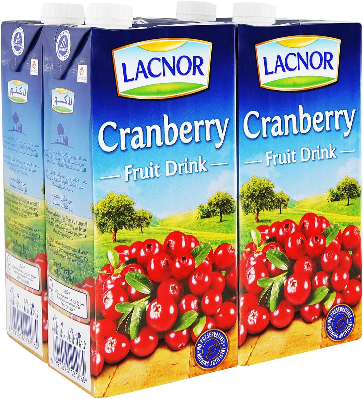 Lacnor 100% Pure Cranberry Juice Drink - 1 Liter Bottle | Rich in Antioxidants & Vitamin C | Perfect for Cocktails, Smoothies & Healthy Hydration