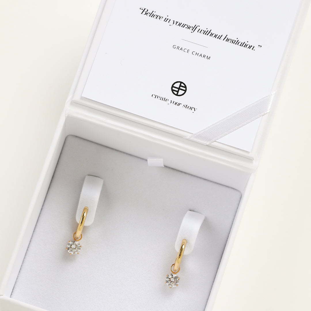 Grace Charm Hoops - Elegant Dainty Gold Hoop Earrings for Women, Hypoallergenic & Lightweight - Perfect for Everyday Wear, Office & Date Night