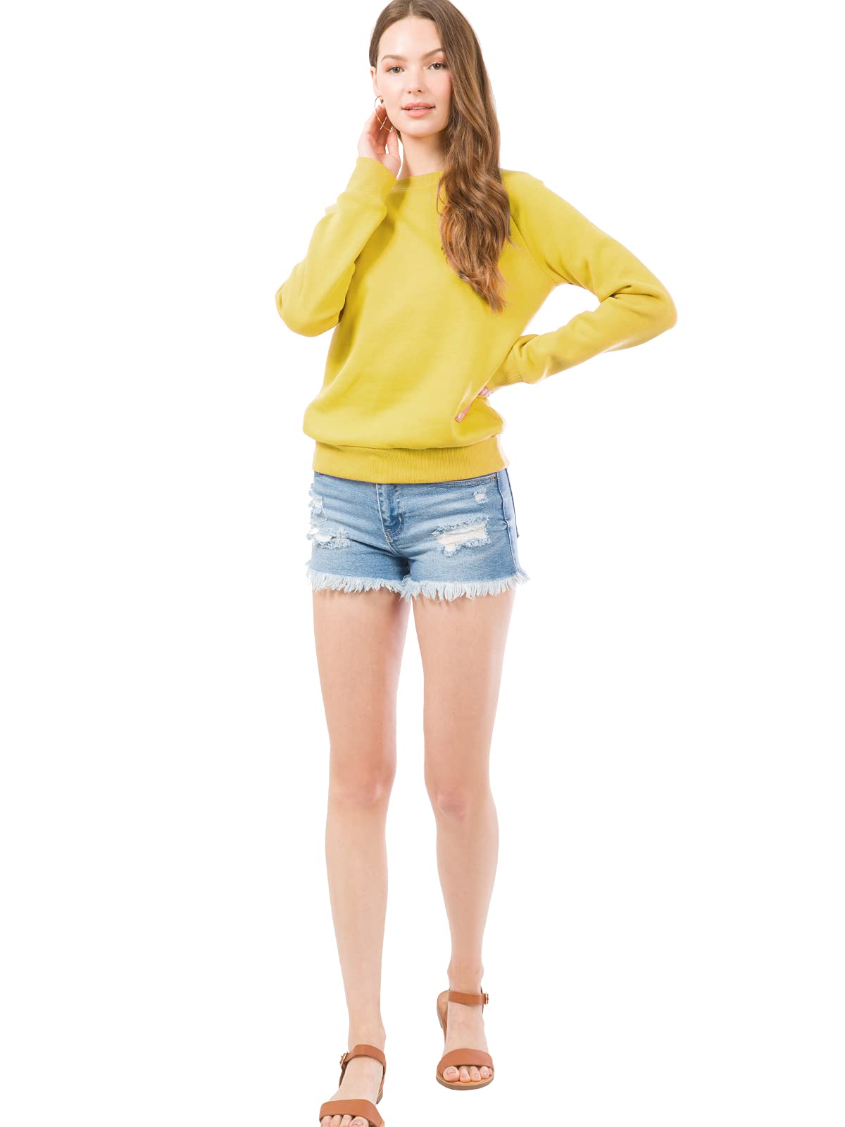 Olivia Women's Soft Fleece Pullover Sweatshirt - Comfortable Crewneck Fall Top for Casual Wear, Lounge & Outdoor Activities