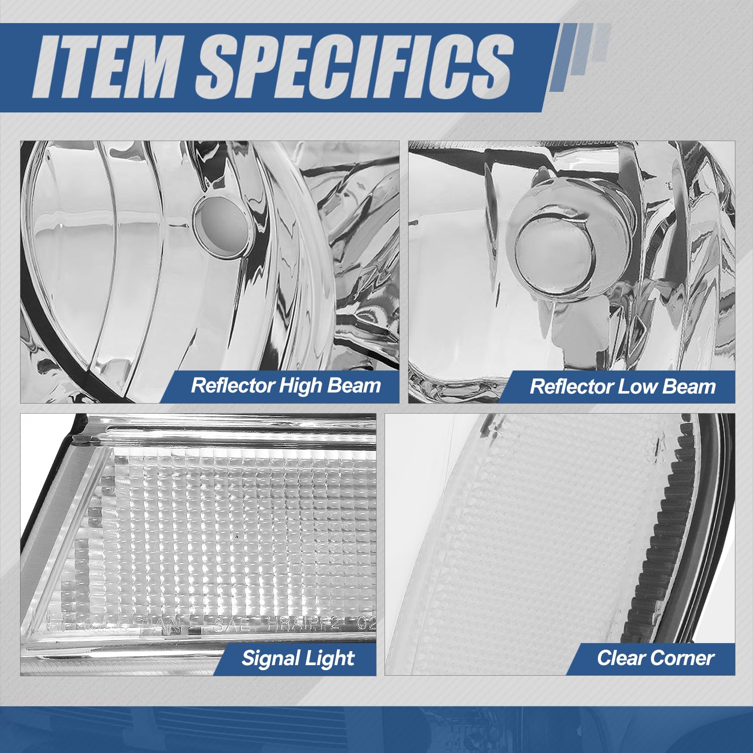 Auto Dynasty Halogen Headlights Assembly Replacement for 1999-2004 Jeep Grand Cherokee WJ - Driver & Passenger Side Headlamps (CH2502121 CH2503121) with Chrome Housing & Clear Corner - Perfect for Night Driving & Off-Road Adventures