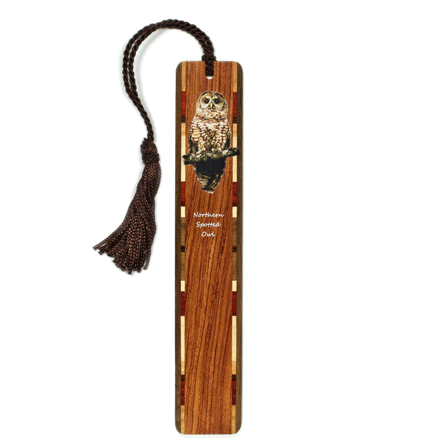 Double-Sided Wooden Bookmark with Tassel - Handmade in USA - Northern Spotted Owl Design - Customizable Gift for Book Lovers - Perfect for Reading, Book Clubs & Literary Gifts