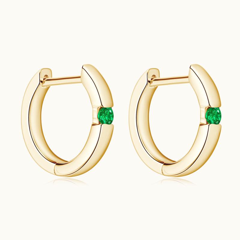 Stylish Emerald Green Hoop Earrings for Women - 14K Gold Plated Dangle Earrings | Perfect for Parties, Weddings & Everyday Wear