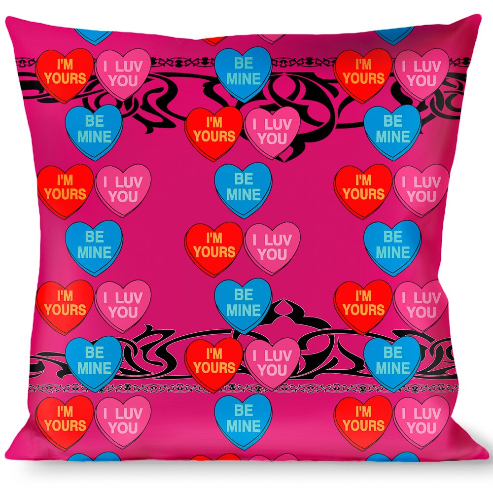 Decorative Throw Pillow with Candy Hearts Design - Perfect for Bedroom, Living Room & Sofa Decor