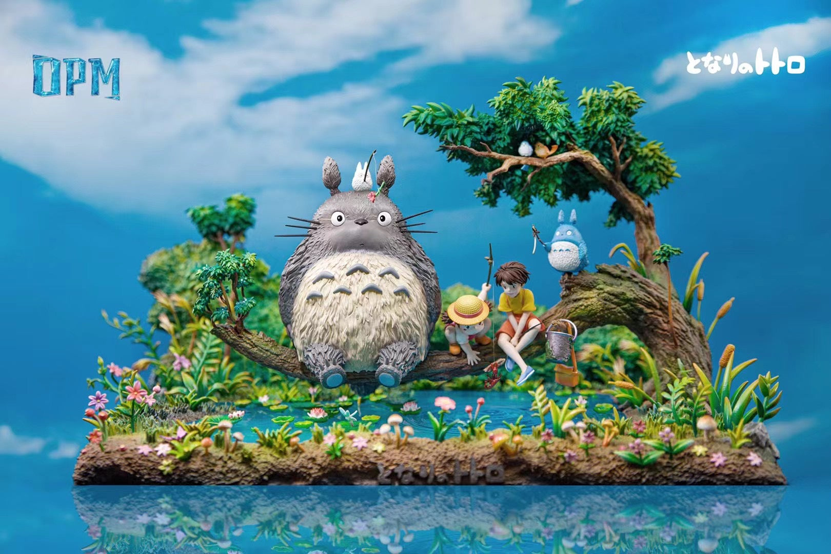 OPM Studio My Neighbor Totoro Fishing Desktop Scene - Cute Anime Figure Decor for Office, Home Desk, or Gift | Perfect for Studio Ghibli Fans & Kawaii Collectors