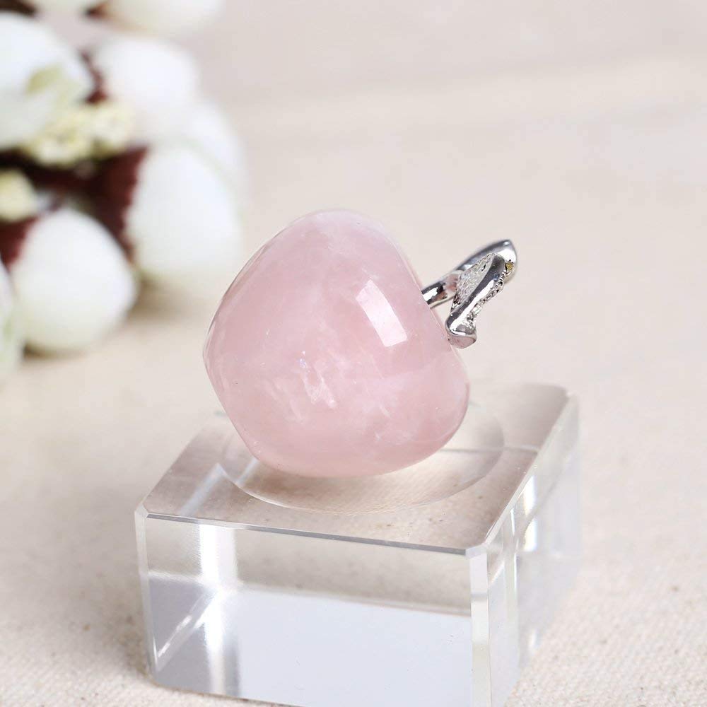 Hand Carved Natural Purple Crystal Rose Apple Figurine - 1.18 Inch Quartz Gemstone Paperweight Statue for Home Decor, Wedding Gift, Christmas Ornament & Office Desk Accessory - Perfect for Feng Shui, Meditation Spaces and Luxury Gift Giving