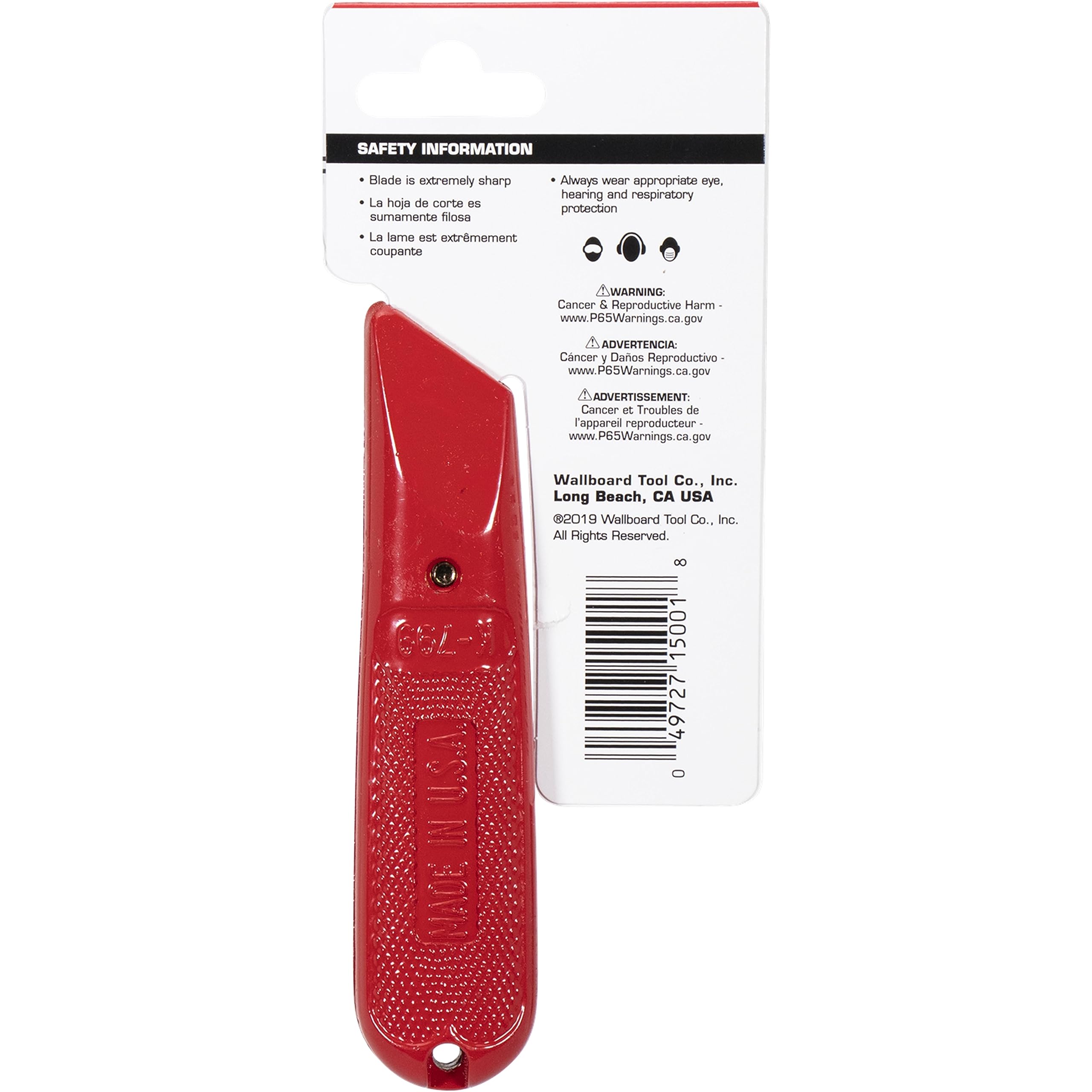 Premium Fixed Blade Utility Knife - Heavy Duty Die-Cast Zinc Aluminum Construction with Retractable Blade & Non-Slip Serrated Grip | Made in USA (Model 015-001) | Ideal for Camping, Hunting, Survival Kits & DIY Projects