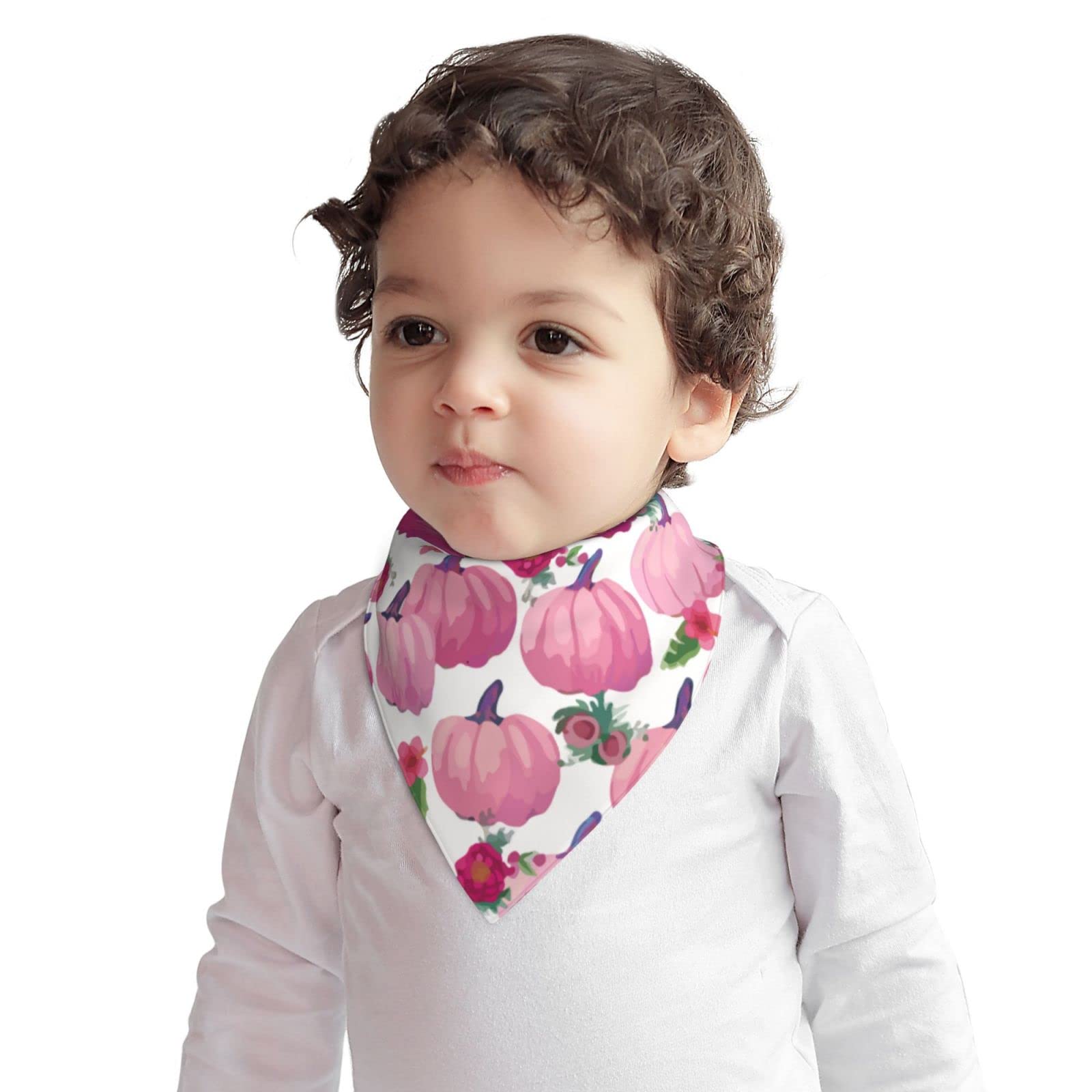 Augenstern Cotton Baby Bibs - Pink Pumpkins Thanksgiving Bandana Drool Bibs for Teething & Feeding | Soft Absorbent Bibs for Infants & Toddlers (Perfect for Holidays, Mealtime & Drool Protection)