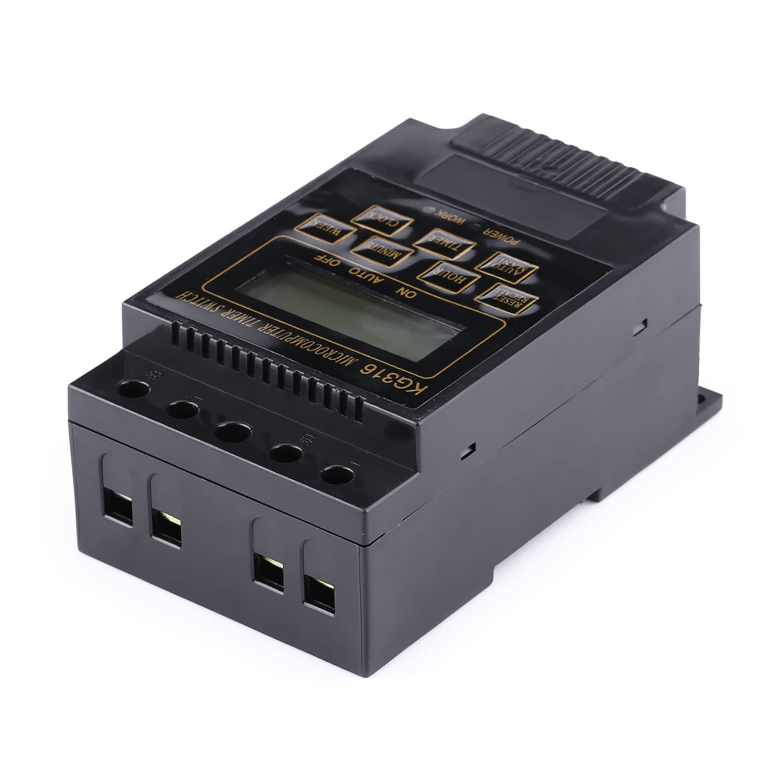Digital Timer Switch with LCD Display - 10 On/Off Programs Microcomputer Controller (AC220V, Black) - Perfect for Home Automation, Lighting Control & Appliance Scheduling