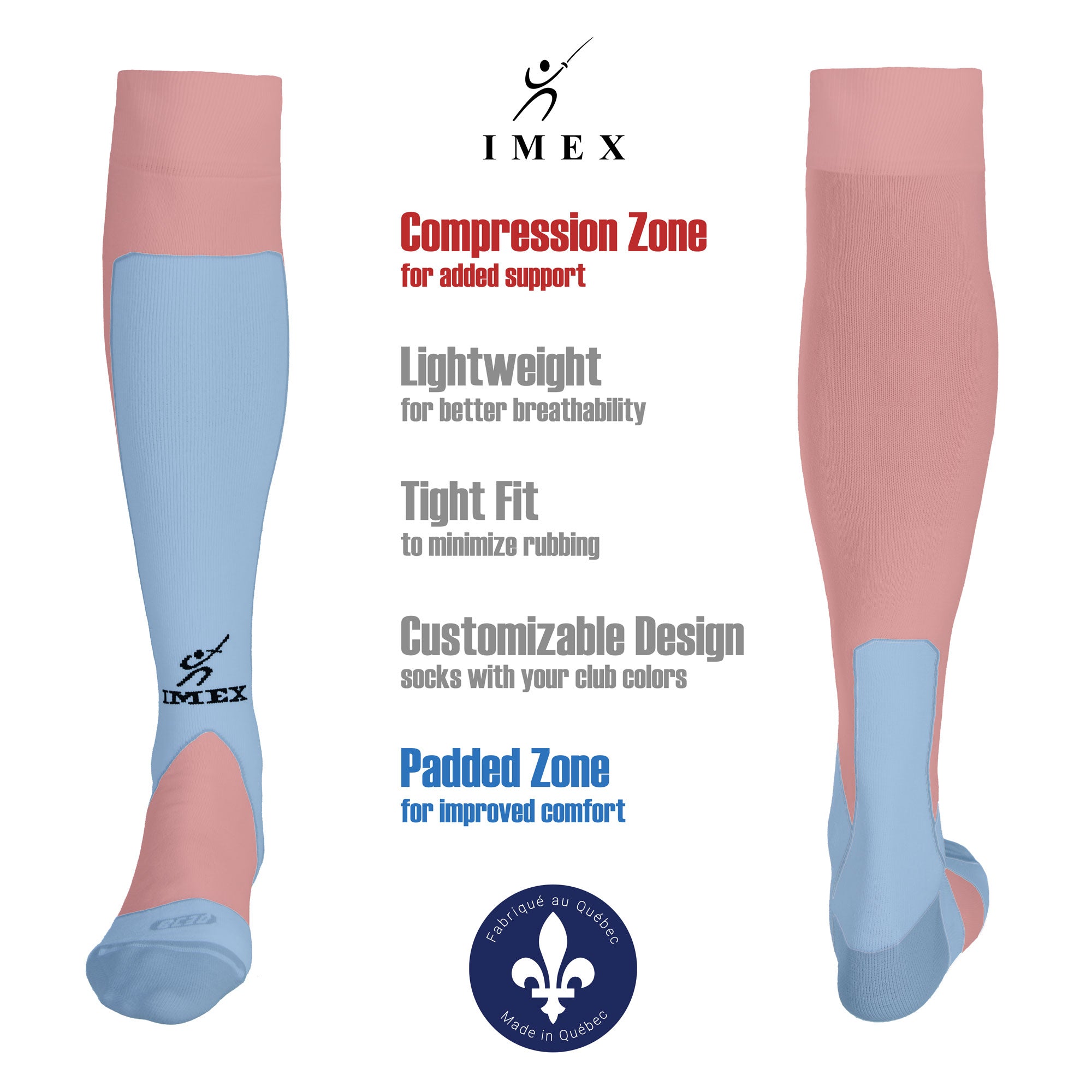 Imex Black Fencing Socks - Breathable & Durable for Fencing Sports - Perfect for Training & Competitions