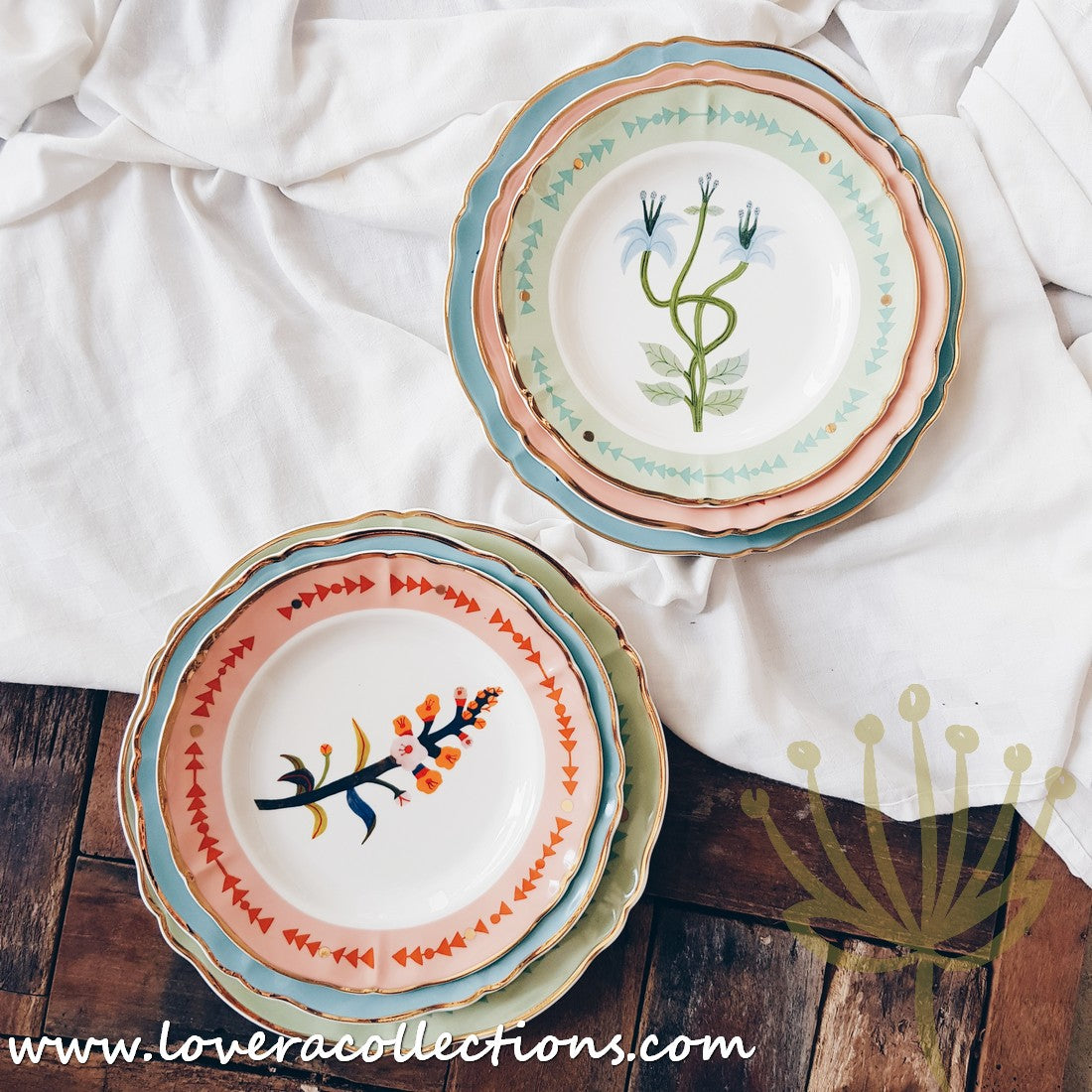 Bitossi Italy Botanica Dinnerware Set - Premium Ceramic Plates, Bowls & Mugs - Elegant Floral Design for Dining, Entertaining & Home Decor (50% Off Clearance Sale)