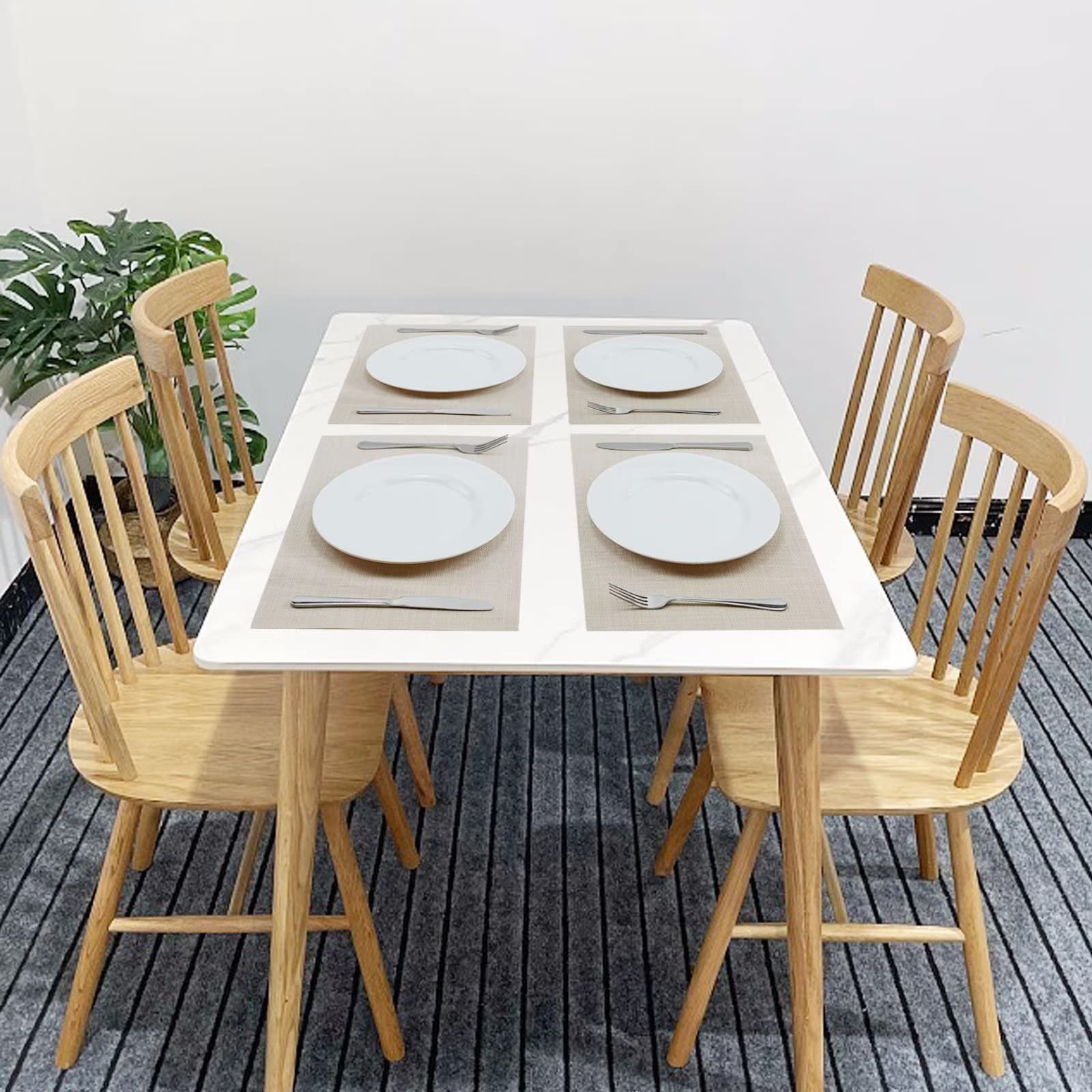 Beige PVC Placemats Set of 4 - Heat Resistant & Washable Table Mats for Dining - Perfect for Holidays, Parties, and Everyday Seasonal Home Decor | Ideal for Thanksgiving, Christmas Dinner, and Family Gatherings