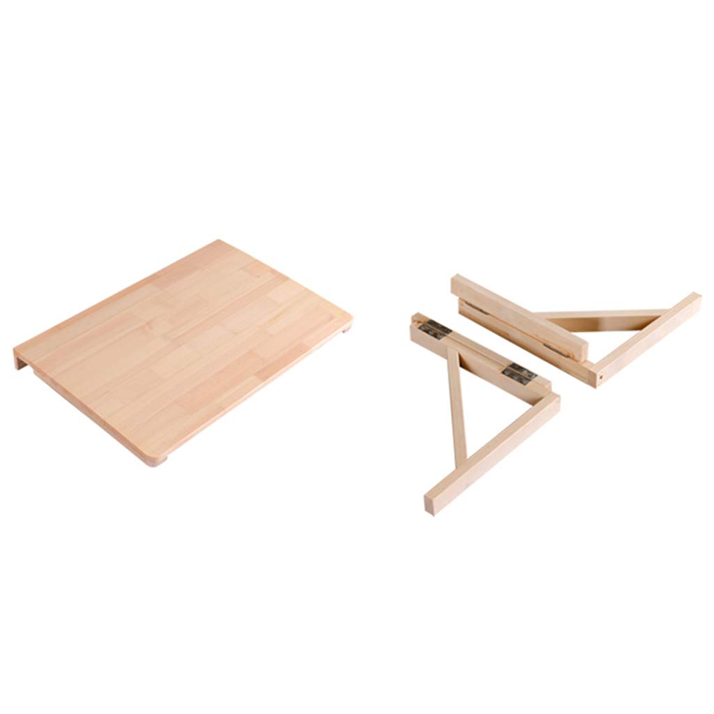 Solid Wood Wall Mounted Folding Drop Leaf Table - Space Saving Dining Desk for Small Homes, Kitchen, Office & Study Room - Multi-Functional Wall Hanging Computer Table with Double Support