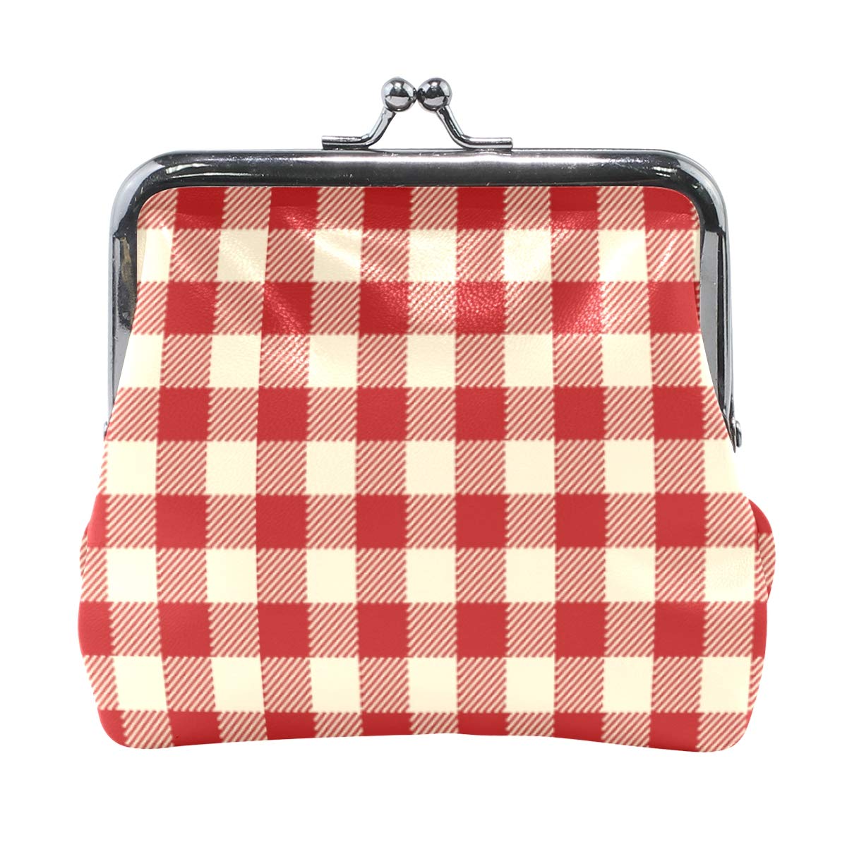 Vintage Red Checkered Plaid Coin Purse for Women - Small Retro Wallet with Kiss-Lock Buckle - Cute Money Pouch & Card Holder - Perfect for Collecting Coins, Storing Cards, and Everyday Essentials