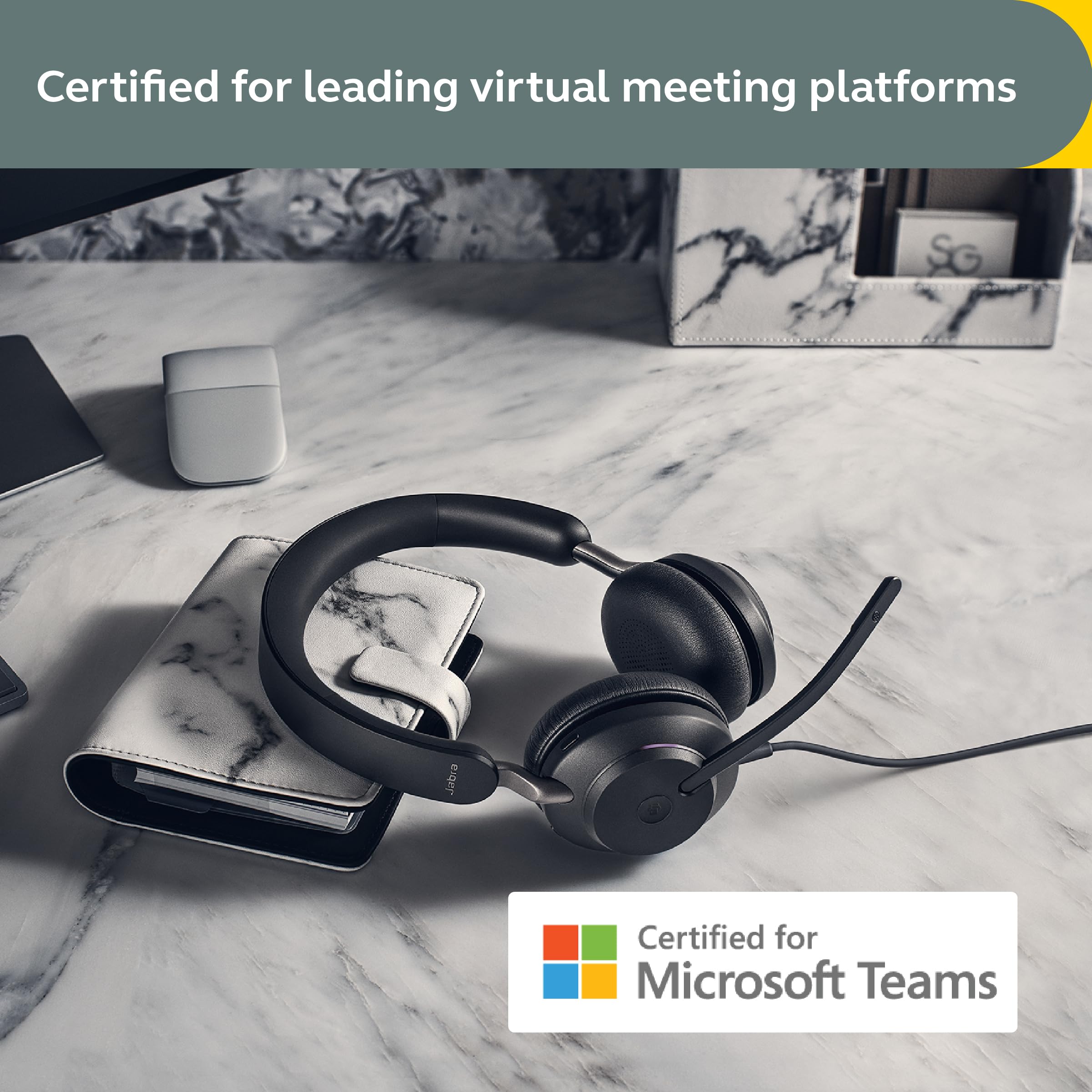 Jabra Evolve2 40 SE Wired Stereo Noise-Cancelling Headset with 3-Microphone Call Technology | USB-A Cable | MS Teams Certified | Compatible with All Platforms | Black | Perfect for Remote Work, Online Meetings & Office Use