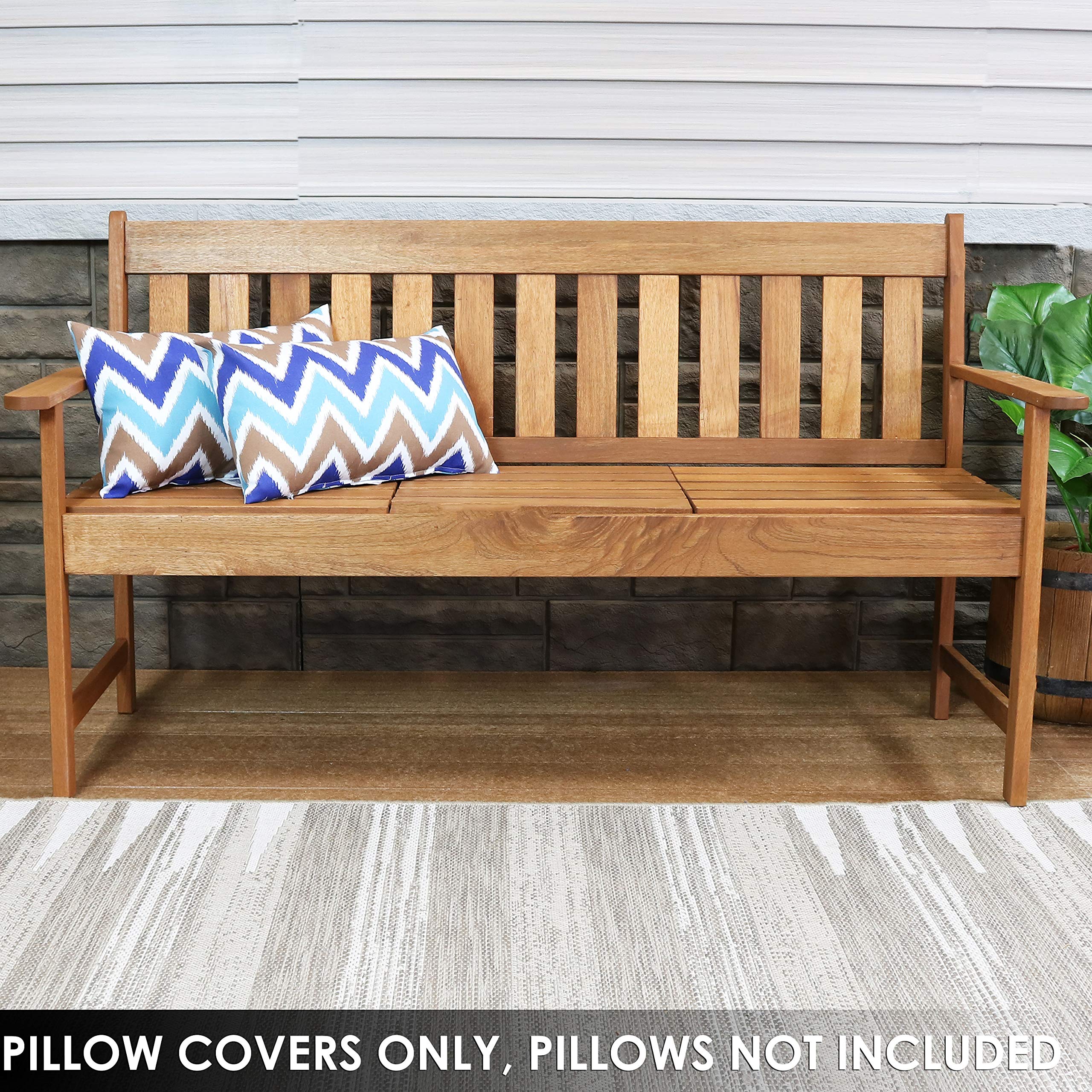 Sunnydaze Decorative Throw Pillow Covers Set of 2 - Indoor & Outdoor Rectangle Cushion Covers with Zipper, Weather-Resistant Polyester Fabric - Chevron Bliss Pattern 12x20 Inches - Perfect for Sofa, Patio, Bedroom & Porch Decor