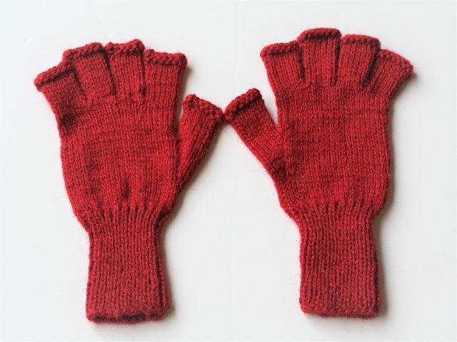Alpaca Hand Knitted Fingerless Gloves for Women & Men - Soft Warm Red Winter Gloves - Perfect for Typing, Driving & Outdoor Activities