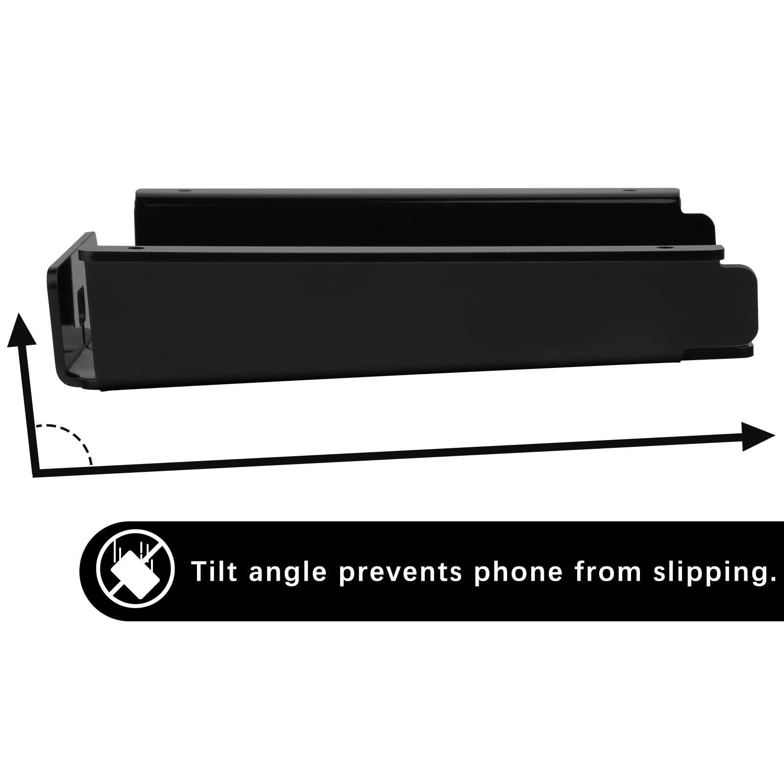 Under Desk Storage Shelf for Phone - Acrylic Under Desk Mount Phone Holder for Office & Workstations - Hidden Space-Saving Smartphone Organizer - Black - Perfect for Home Office & Workspace Organization