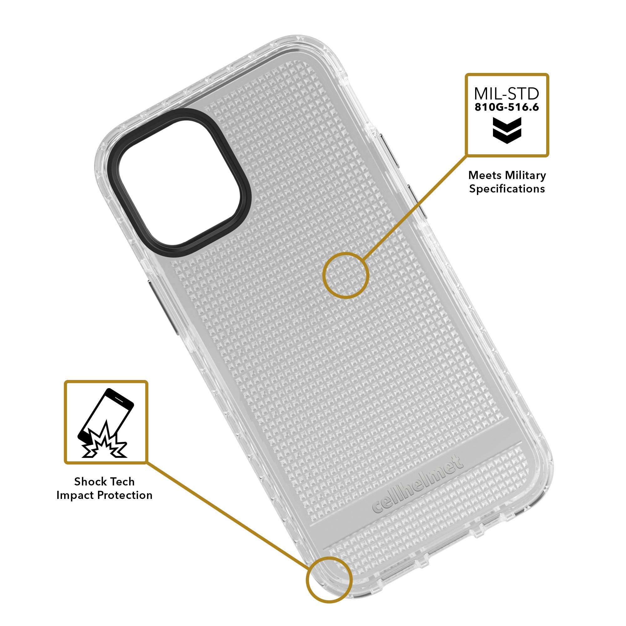 Cellhelmet C-ALT-i6.1-2020-CLR Altitude X Series Clear Case for iPhone 12/12 Pro - Military-Grade Protection with Shock Absorption - Perfect for Outdoor Adventures, Travel & Daily Use