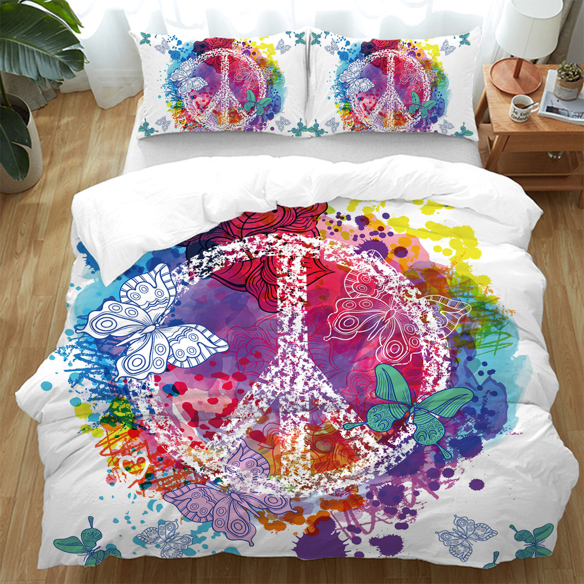 Peace on the Beach Duvet Cover Set - Soft Coastal Bedding for Beach House & Vacation Home Decor - Perfect for Master Bedroom, Guest Room & Airbnb Stays