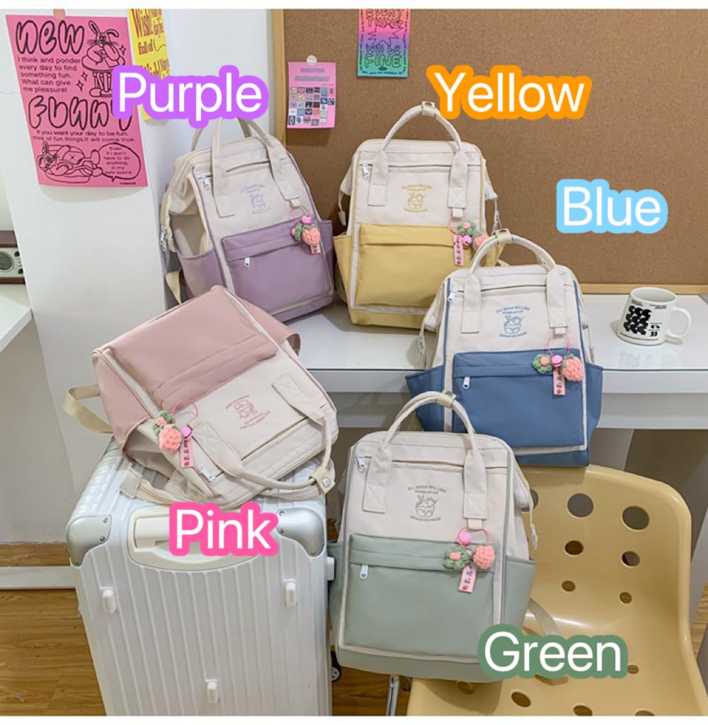 Cute Kawaii Backpack with Accessories - Pink Daypack for School & Travel