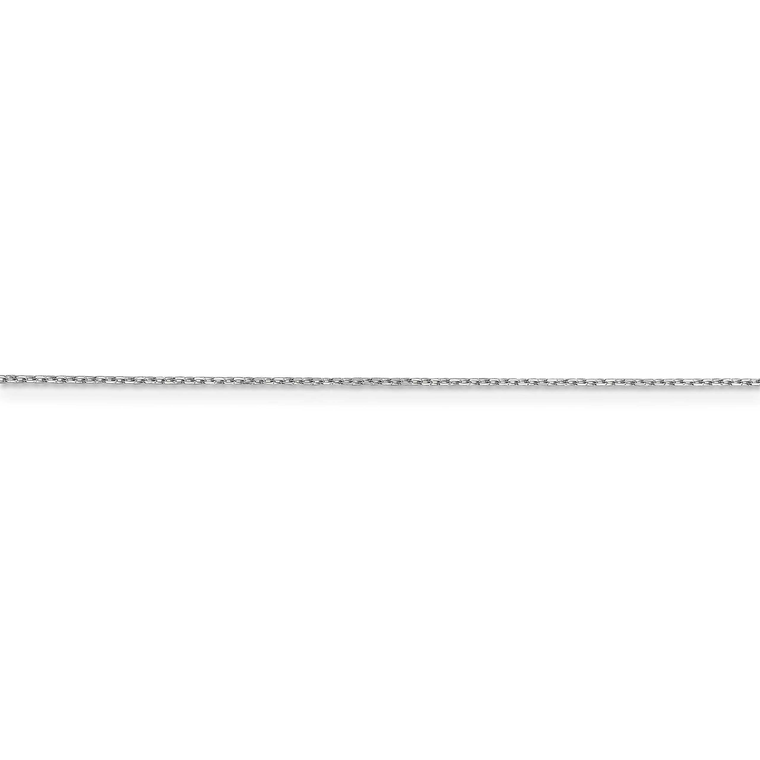 10K White Gold 18 Inch 0.8mm Diamond-Cut Cable Necklace Chain - Elegant Layering Piece for Everyday Wear & Special Occasions