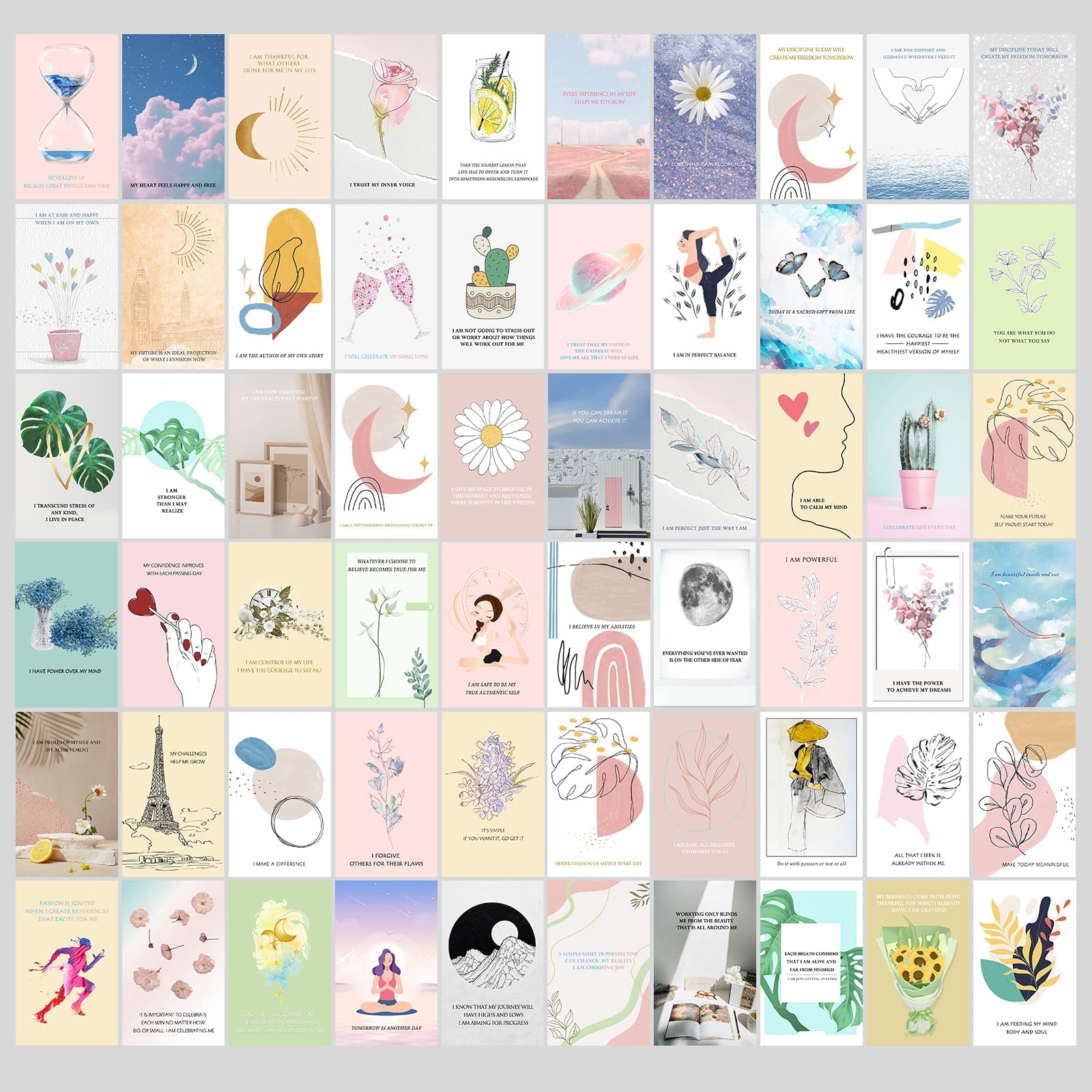 60 Pcs Inspirational Affirmation Cards for Women - Motivational Quote Cards, Positive Daily Affirmations, Mindfulness & Self-Care Gift, Meditation Encouragement Cards - Perfect for Yoga, Journaling & Personal Growth