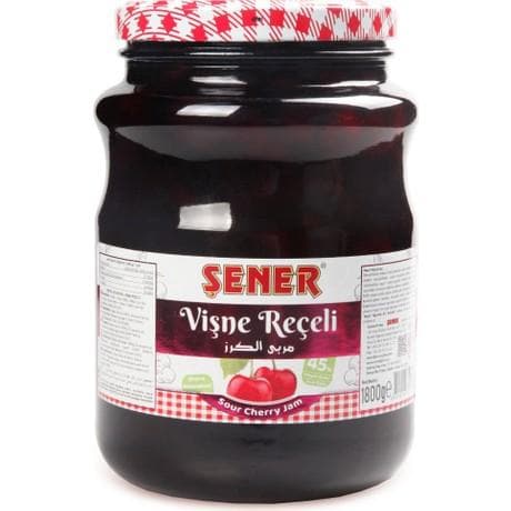 Premium Sour Cherry Jam by Sener - 1500g Jar | All-Natural, No Preservatives | Perfect for Toast, Desserts & Gift Giving