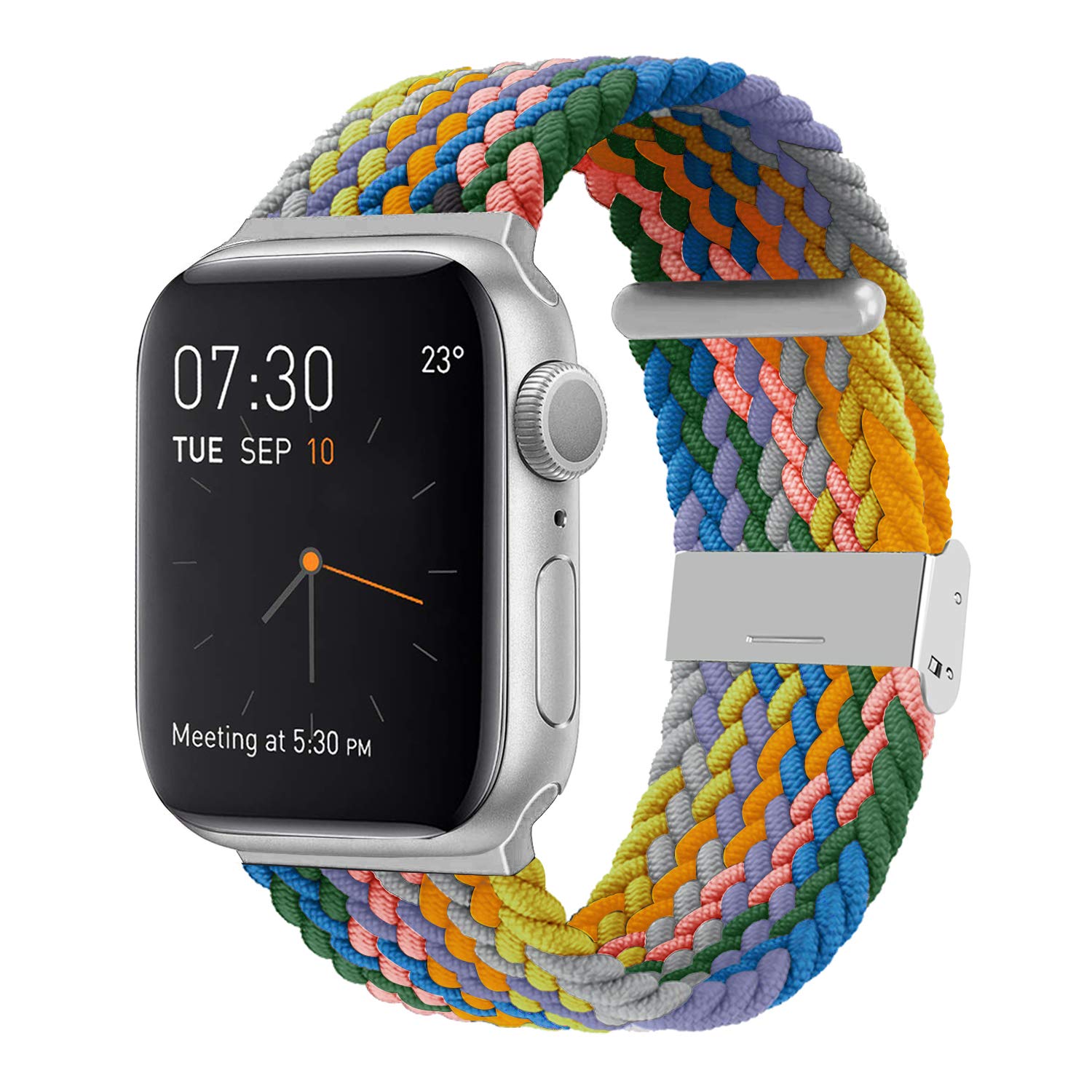 SIXRARI Braided Solo Band for Apple Watch 42mm 44mm 45mm 49mm - Soft Stretch Loop with Adjustable Buckle - Sport Elastic Strap Compatible with iWatch Series SE 8/7/6/5/4/3/2/1 - Perfect for Workouts, Running & Everyday Wear
